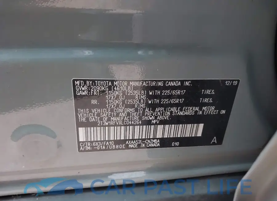 2T3W1RFVXLC044264# 9