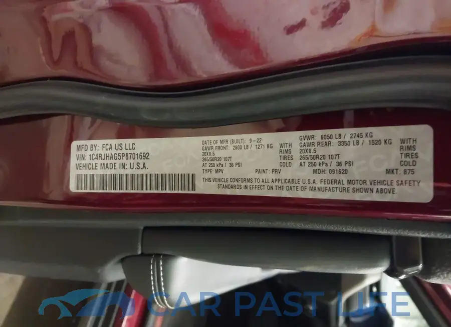 1C4RJHAG5P8701692# 9