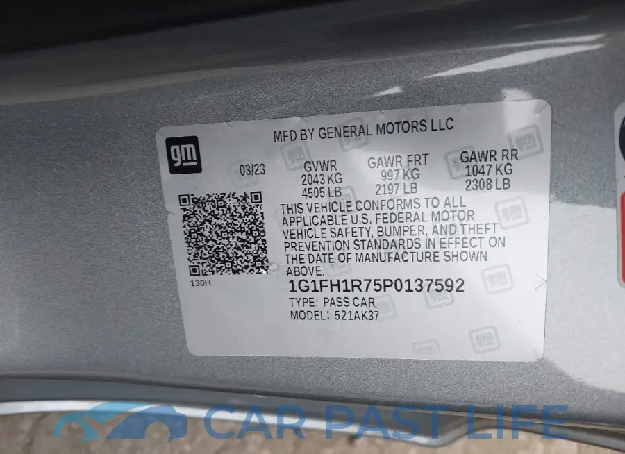 1G1FH1R75P0137592# 9