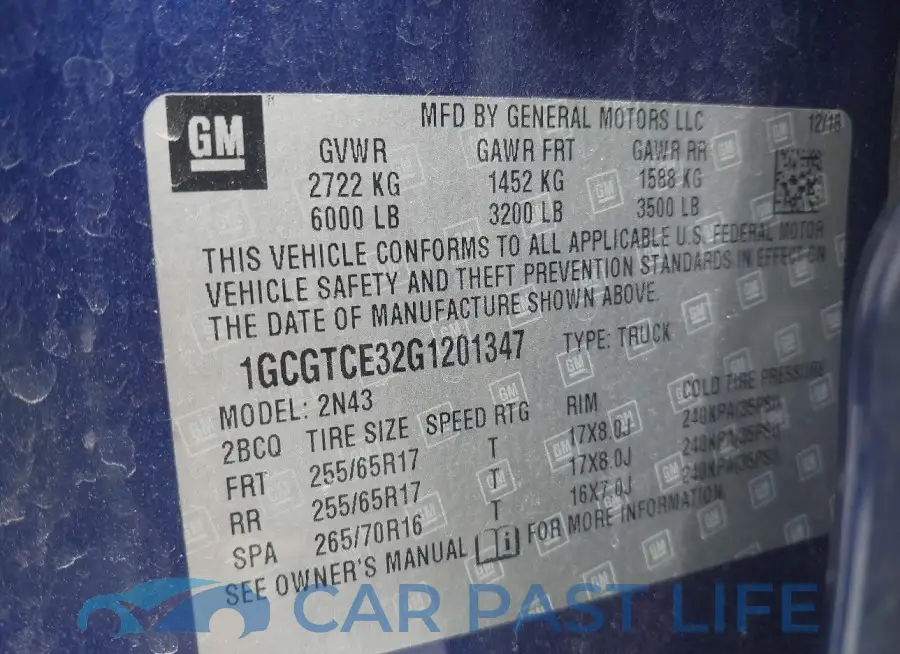 1GCGTCE32G1201347# 9