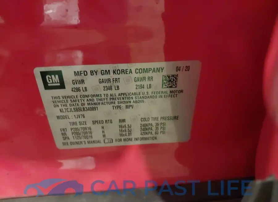 KL7CJLSB5LB340891# 9