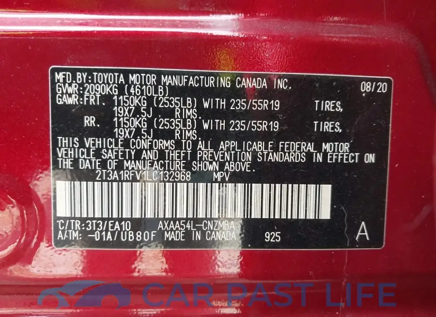 2T3A1RFV1LC132968# 9