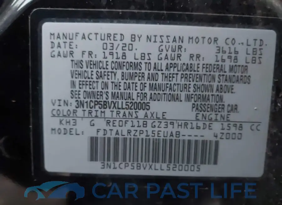 3N1CP5BVXLL520005# 9