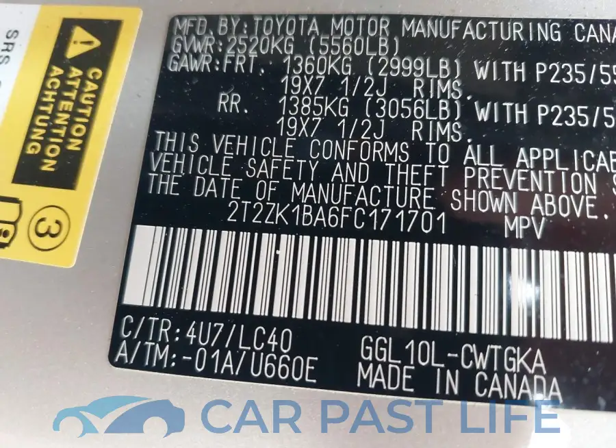 2T2ZK1BA6FC171701# 9