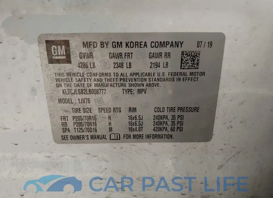 KL7CJLSB2LB008777# 9