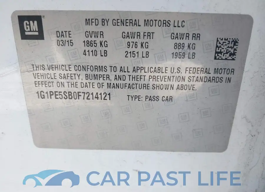 1G1PE5SB0F7214121# 9