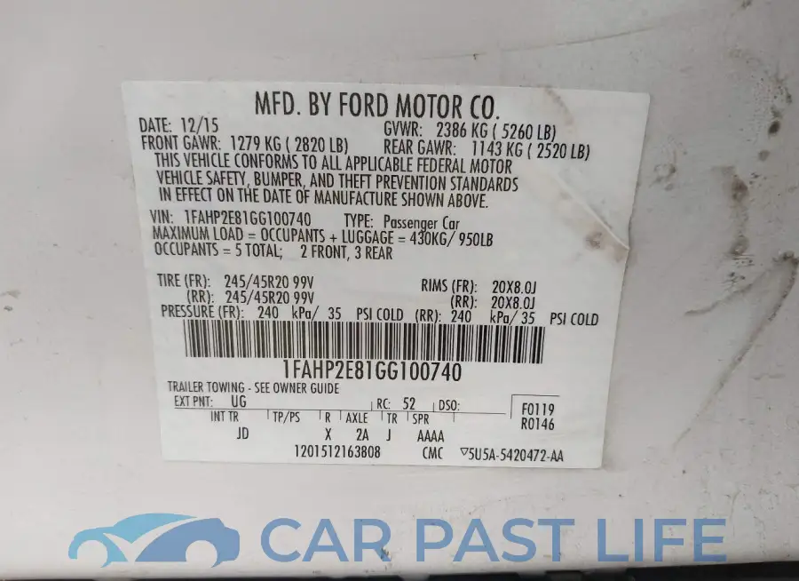 1FAHP2E81GG100740# 9