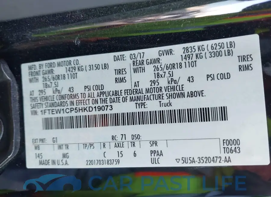 1FTEW1CP5HKD19073# 9