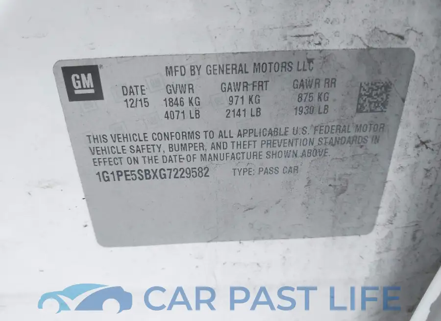 1G1PE5SBXG7229582# 9