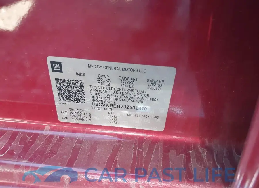 1GCVKREH7JZ331870# 9