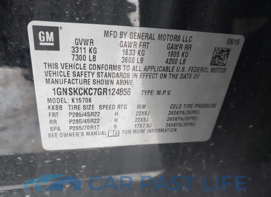 1GNSKCKC7GR124856# 9