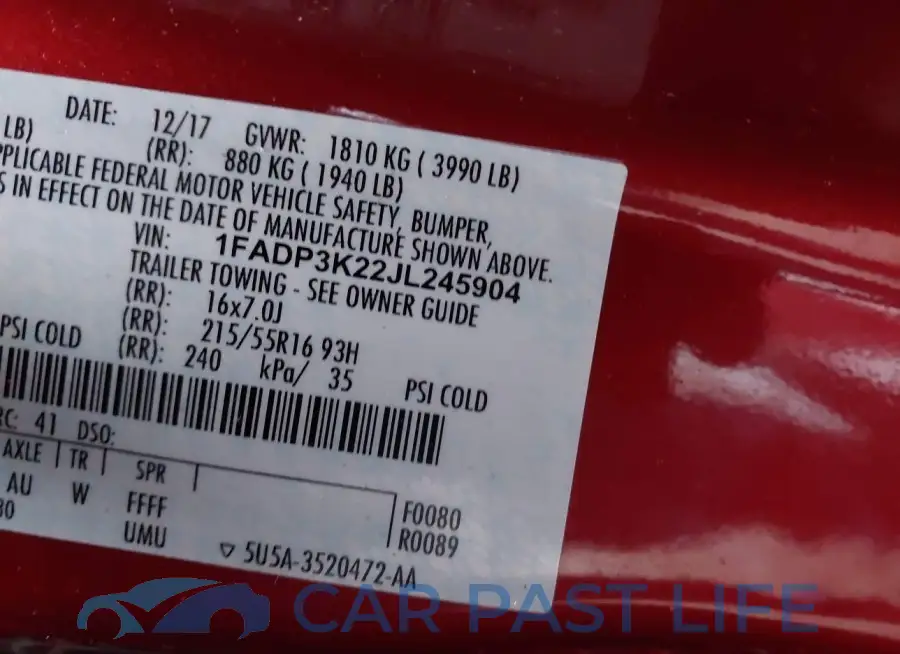 1FADP3K22JL245904# 9