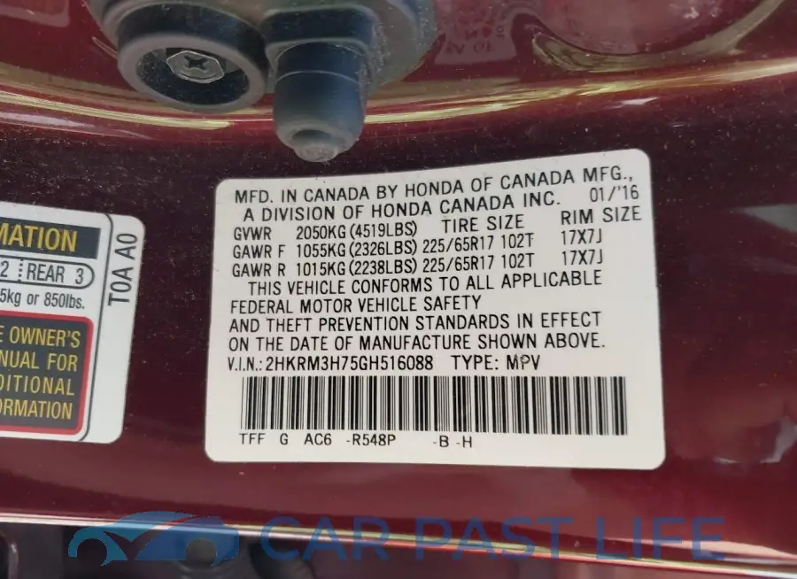 2HKRM3H75GH516088# 9
