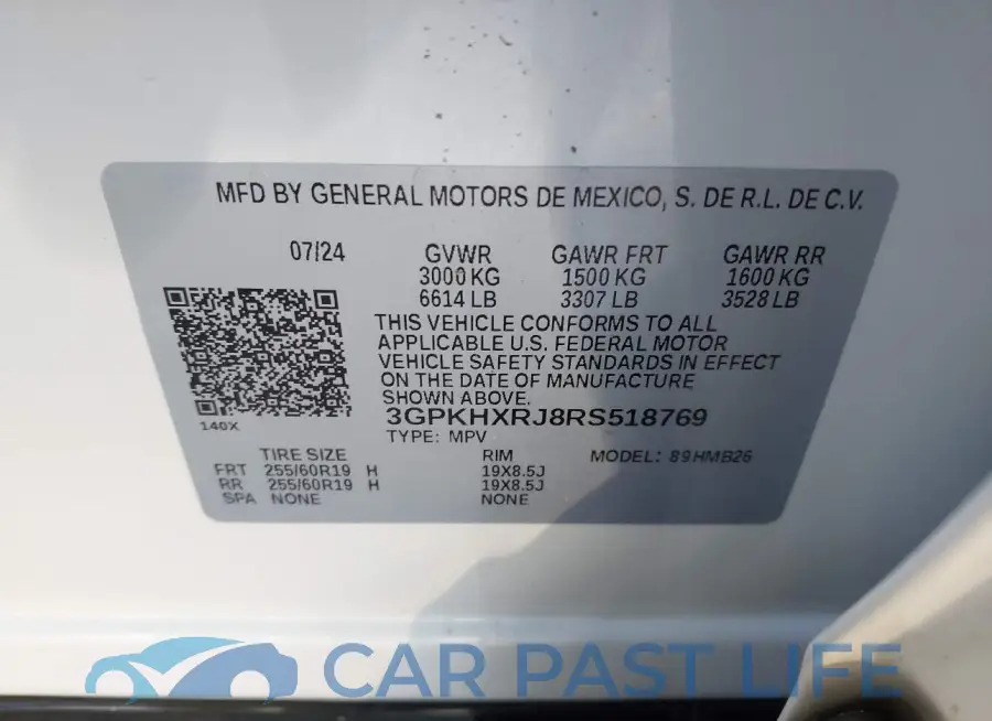 3GPKHXRJ8RS518769# 9