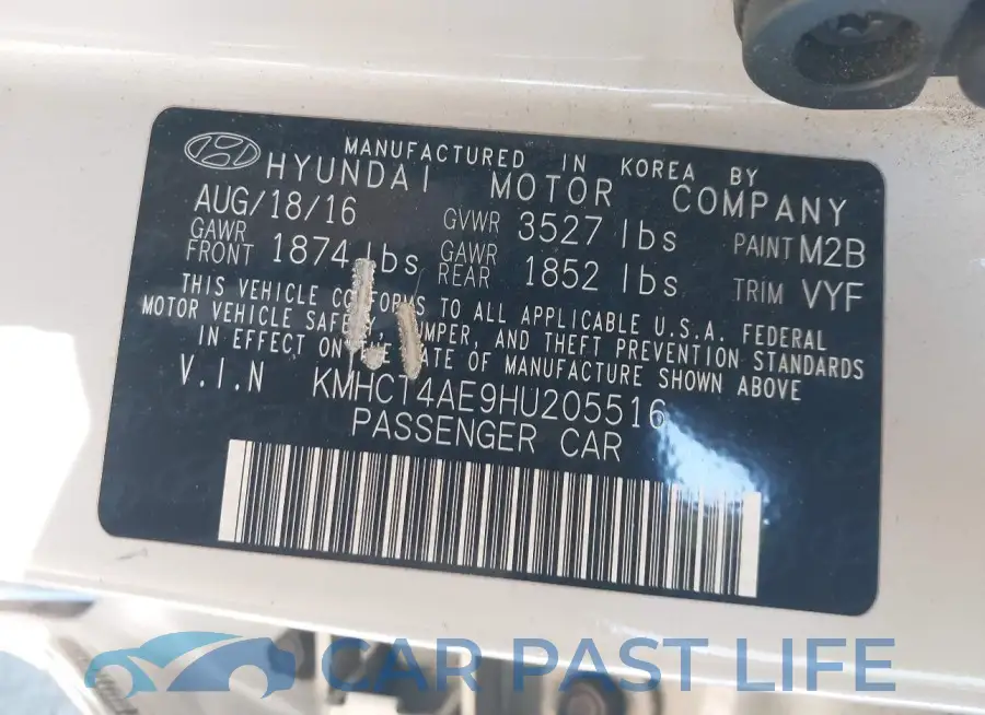 KMHCT4AE9HU205516# 9