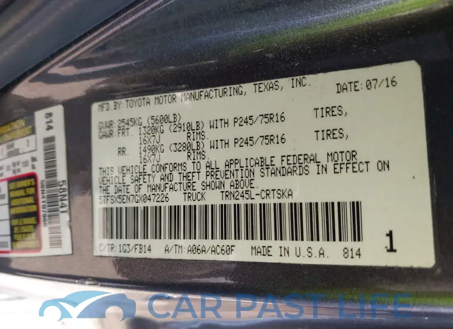 5TFSX5EN7GX047226# 9