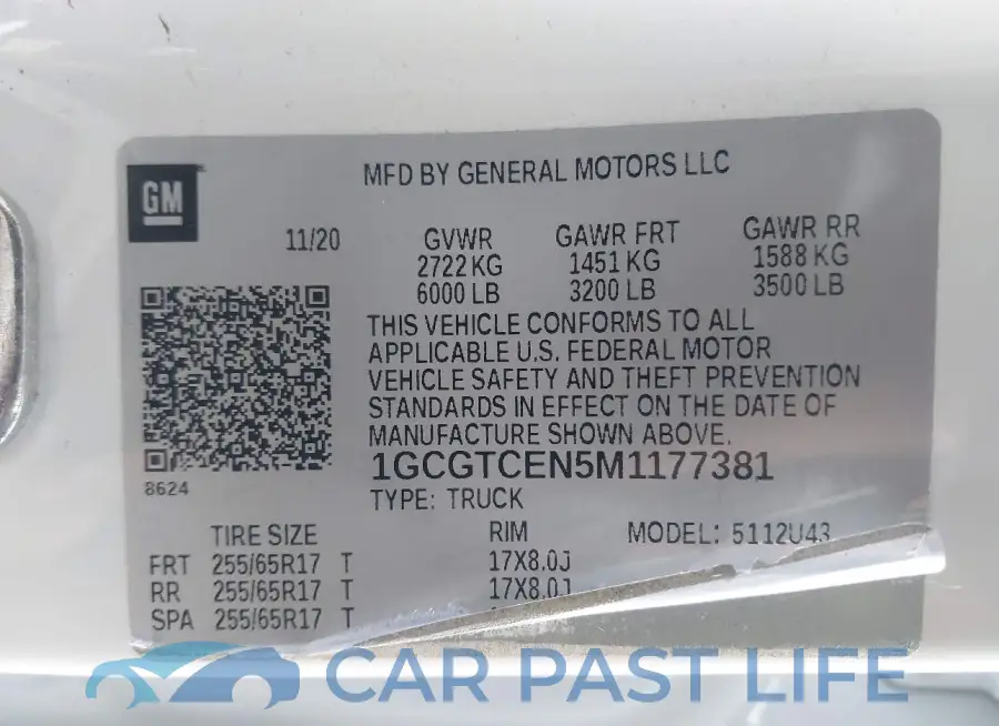 1GCGTCEN5M1177381# 9