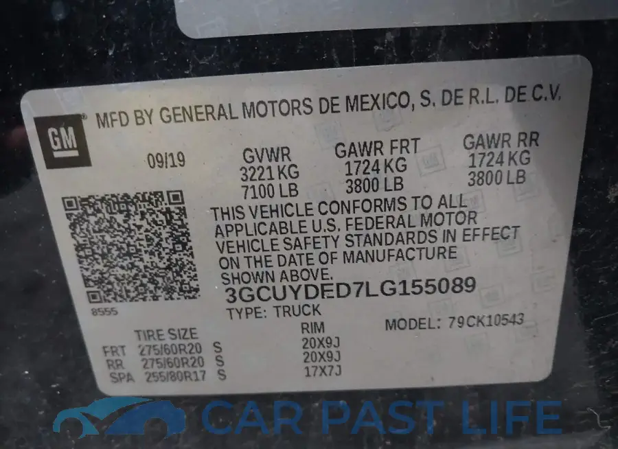 3GCUYDED7LG155089# 9