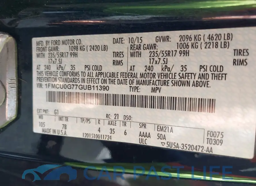 1FMCU0G77GUB11390# 9
