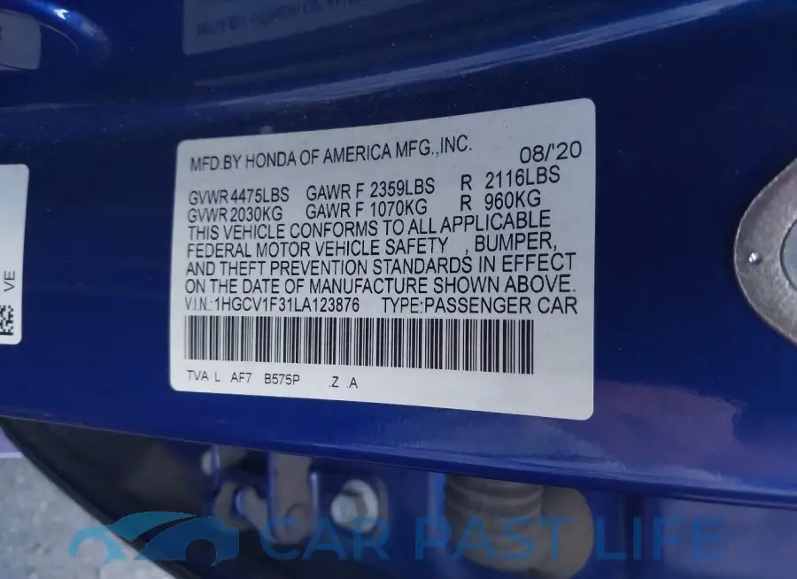 1HGCV1F31LA123876# 9