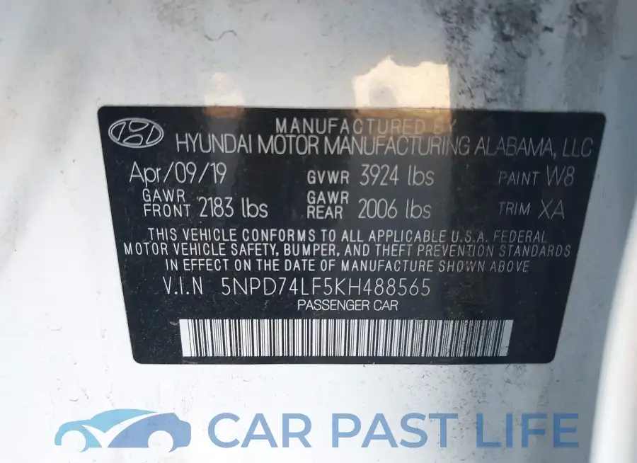 5NPD74LF5KH488565# 9