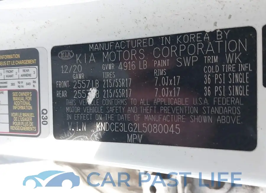 KNDCE3LG2L5080045# 9