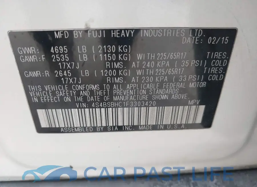 4S4BSBHC1F3303420# 9