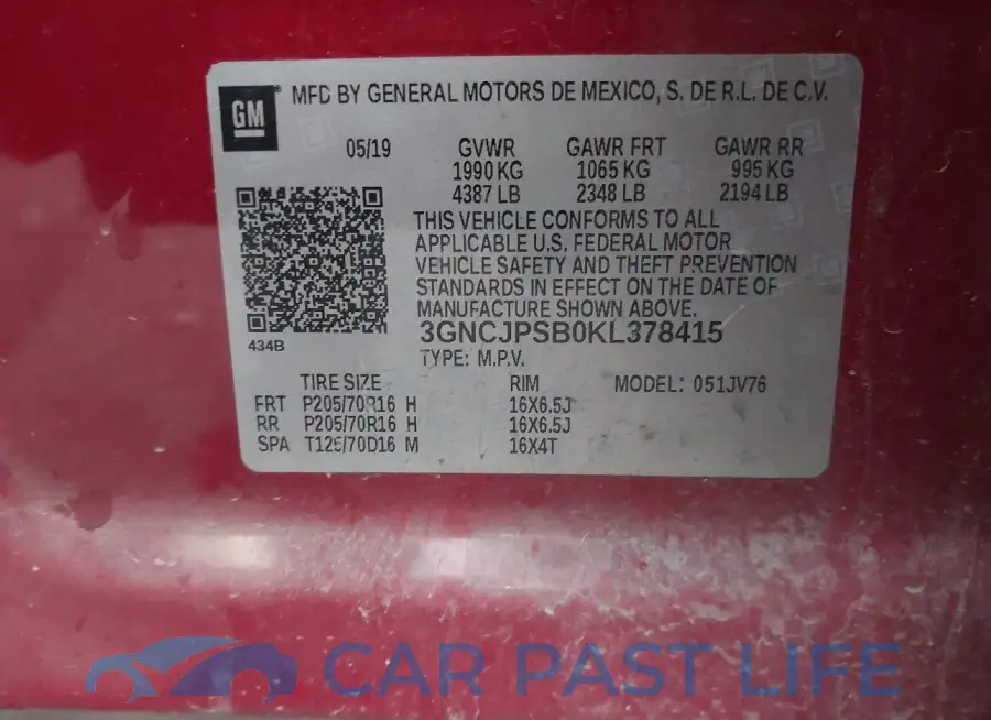 3GNCJPSB0KL378415# 9
