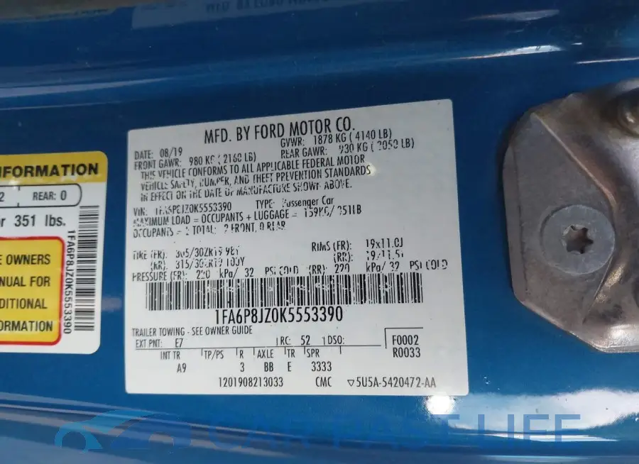 1FA6P8JZ0K5553390# 9