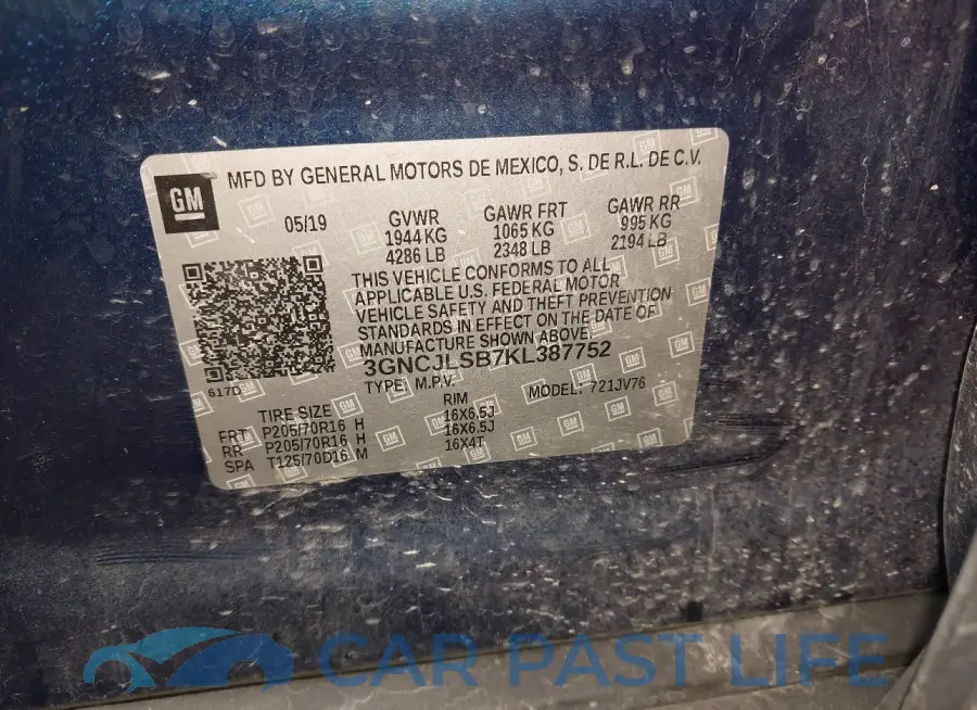 3GNCJLSB7KL387752# 9
