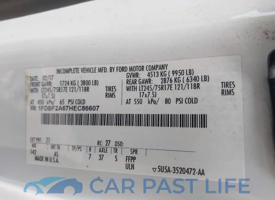1FDBF2A67HEC86607# 9