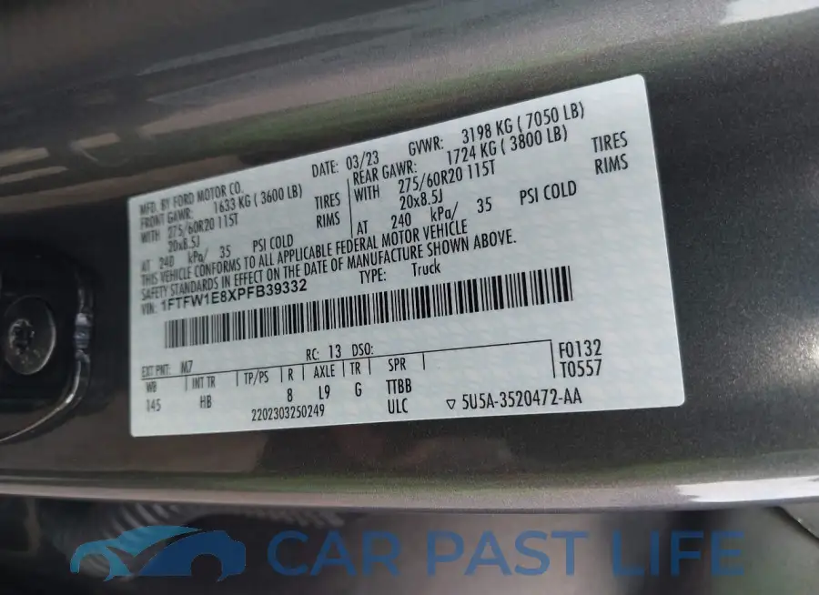 1FTFW1E8XPFB39332# 9