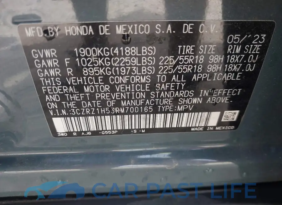 3CZRZ1H53RM700165# 9