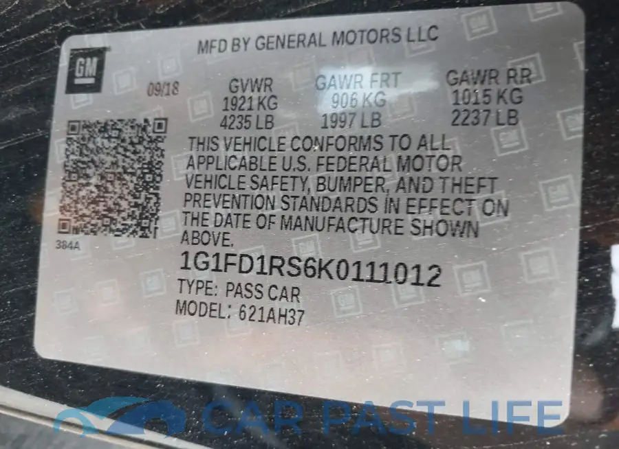 1G1FD1RS6K0111012# 9