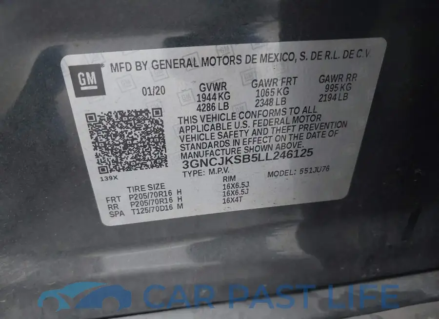 3GNCJKSB5LL246125# 9