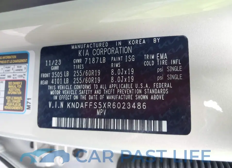KNDAFFS5XR6023486# 9