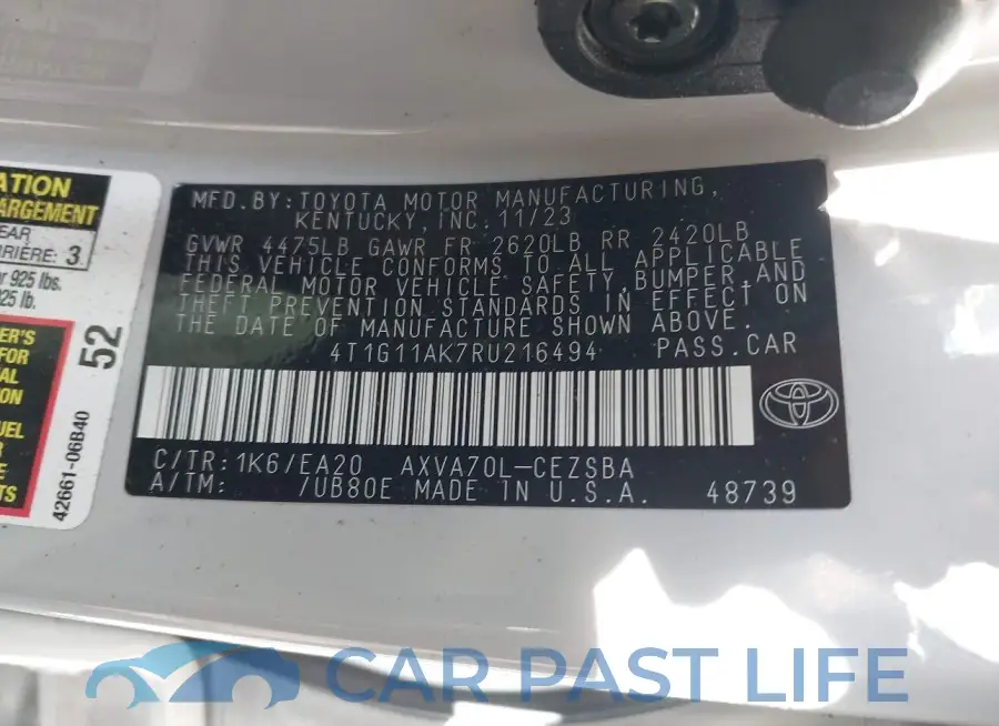 4T1G11AK7RU216494# 9