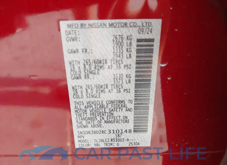 5N1DR3BD2RC310148# 9