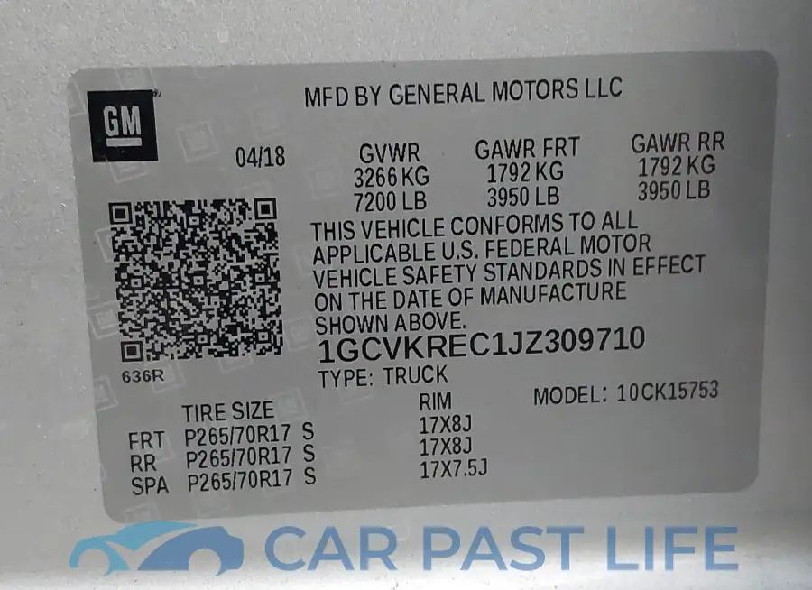 1GCVKREC1JZ309710# 9
