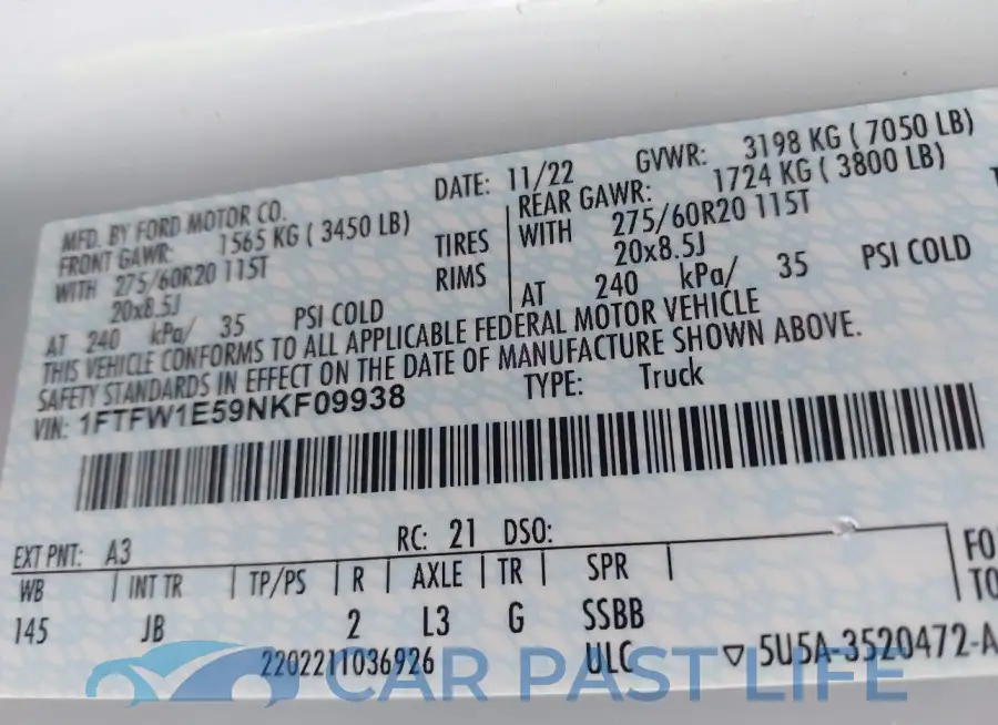 1FTFW1E59NKF09938# 9