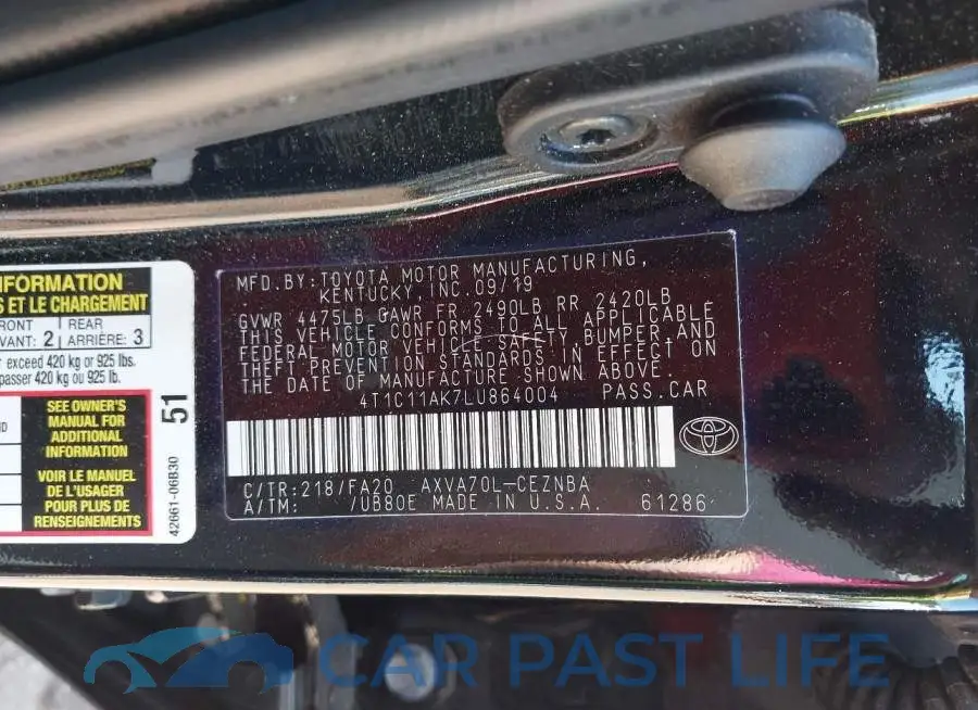 4T1C11AK7LU864004# 9