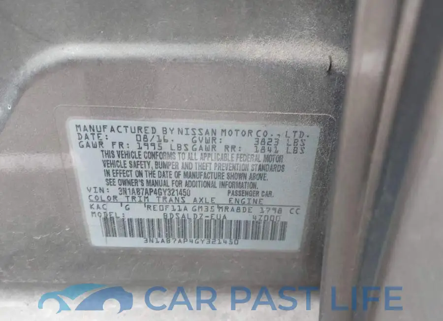3N1AB7AP4GY321450# 9