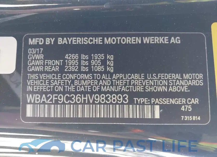 WBA2F9C36HV983893# 9