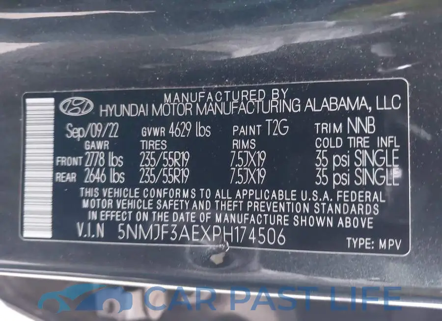 5NMJF3AEXPH174506# 9