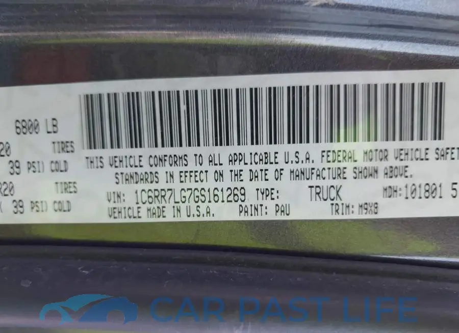 1C6RR7LG7GS161269# 9