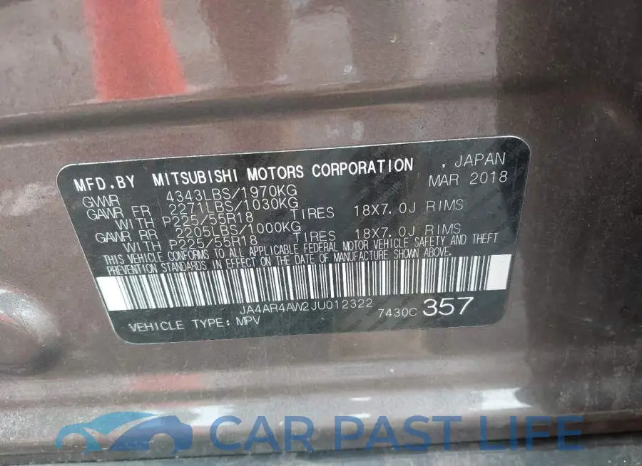 JA4AR4AW2JU012322# 9