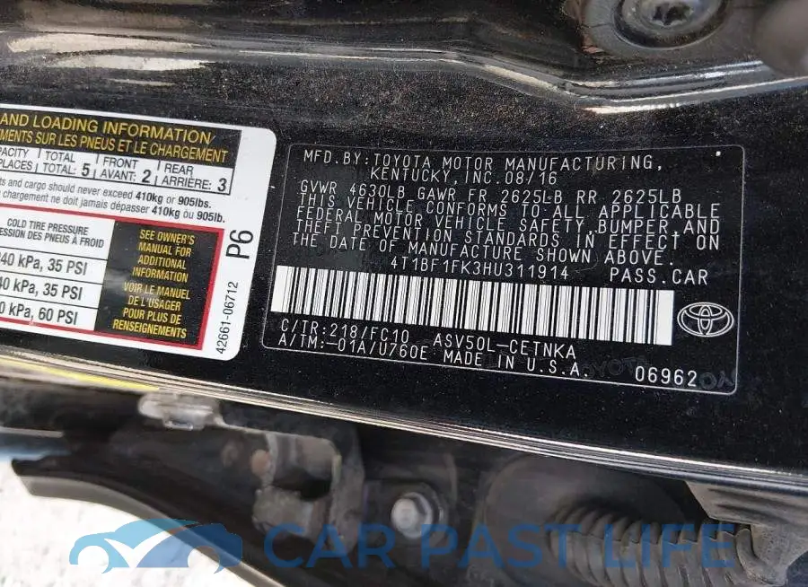 4T1BF1FK3HU311914# 9
