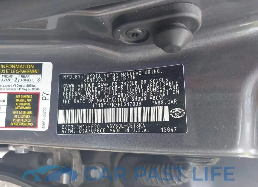 4T1BF1FK7HU317036# 9
