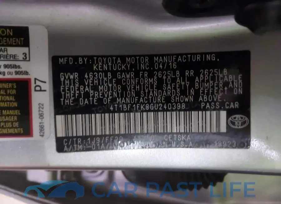 4T1BF1FK8GU240398# 9