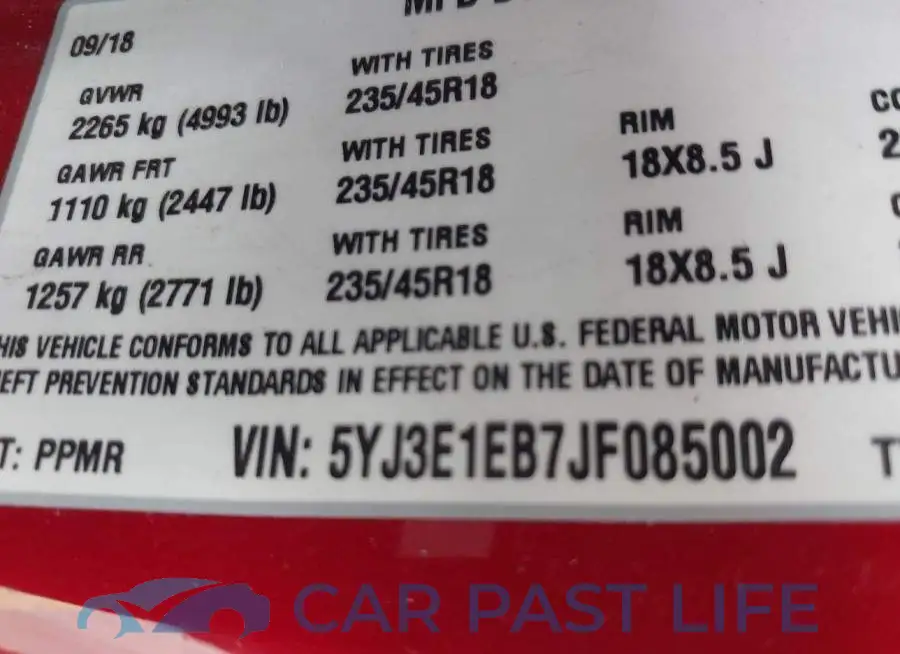 5YJ3E1EB7JF085002# 9